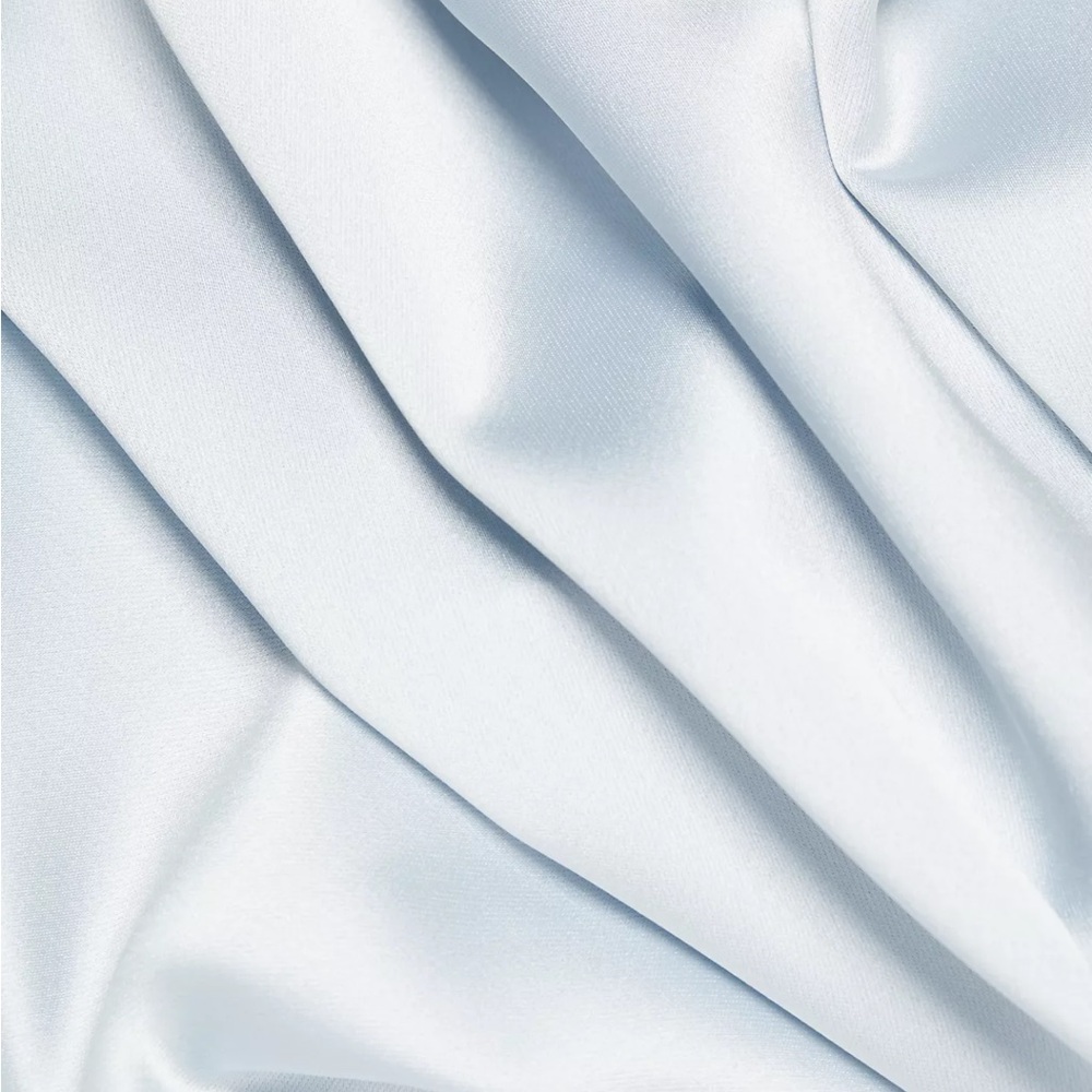 NEW Amsale Fluid Satin Draped Neck Dress in Ice Blue BHLDN Gown Asymetrical - Picture 3 of 10